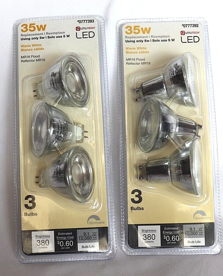 3 pack 35W Replacement LED bulbs, Warm White, MR16 Flood, *Choose Your Base*