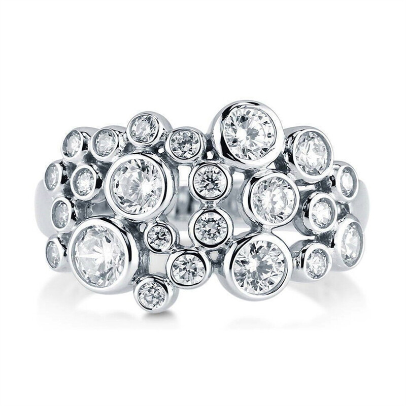 Charm 925 Silver Filled Ring Cubic Zirconia Women Anniversary Jewelry Sz 6-10