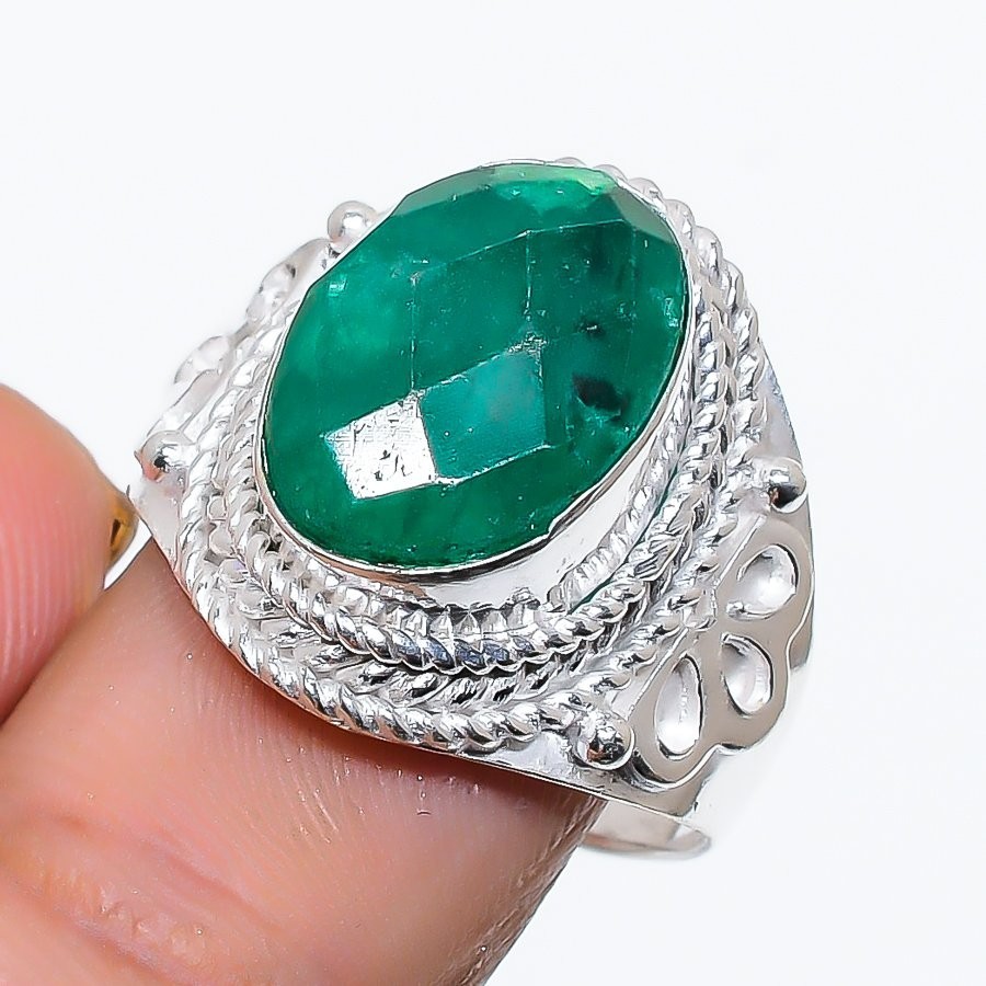 Green Jadeite Gemstone Handmade 925 Sterling Silver All Size Ring For Gift