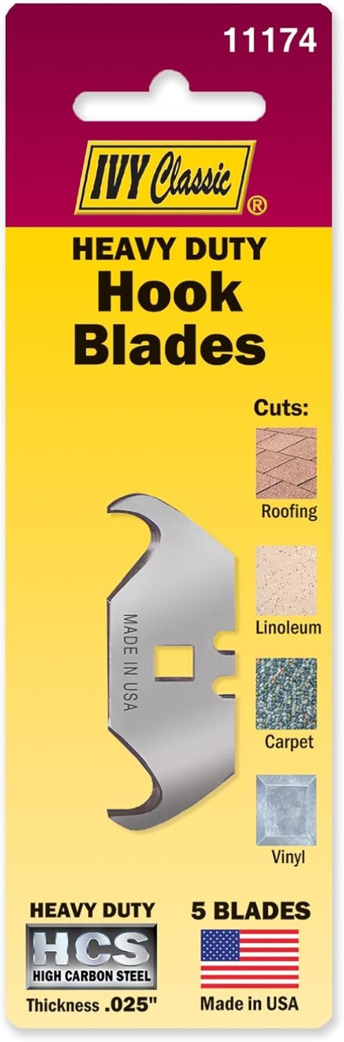 Heavy-Duty Hook Blades 5-Pack: Precision Cuts for Roofing & Flooring Needs