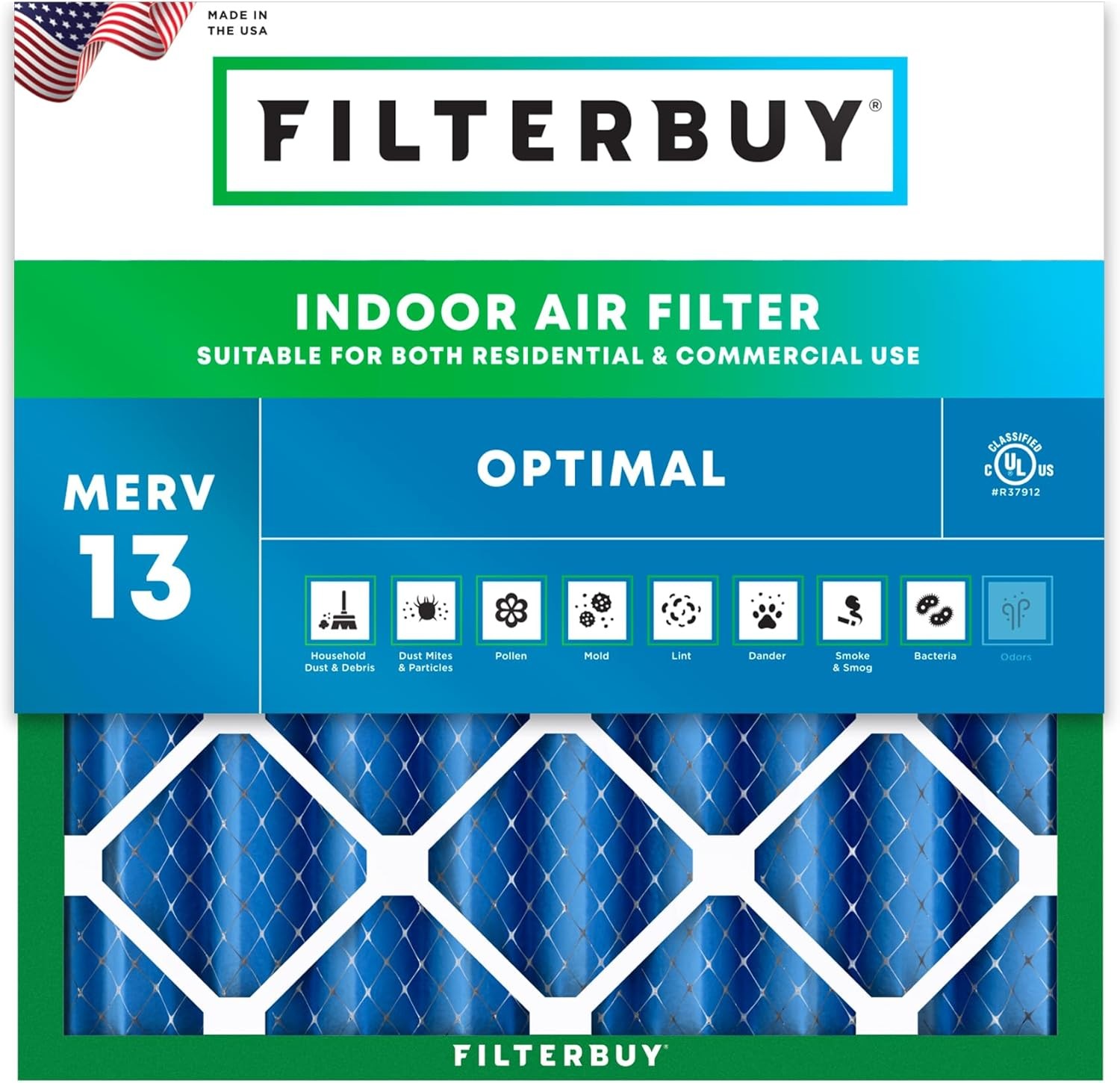 Filterbuy 10x10x4 Pleated Air Filters, Replacement for HVAC AC Furnace (MERV 13)