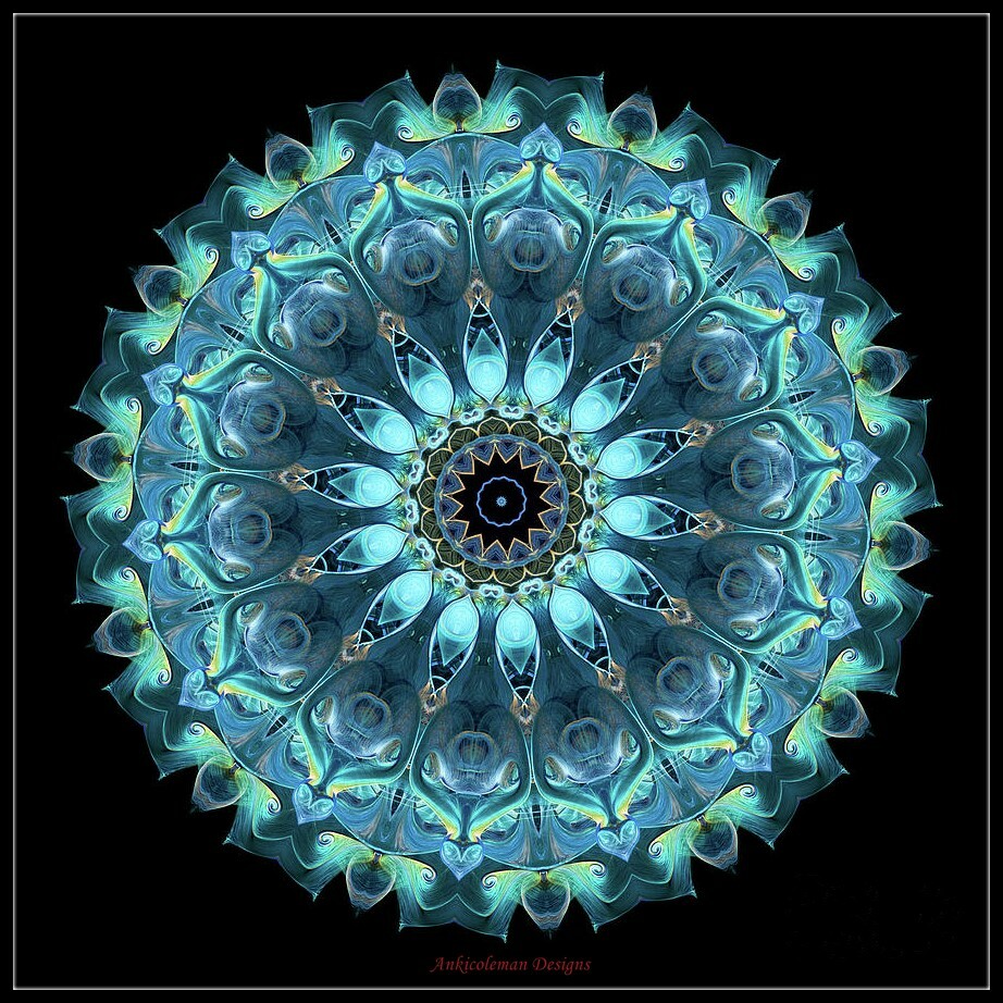 Blue and Aqua Mandala - DIY Chart Counted Cross Stitch Patterns Needlework DMC