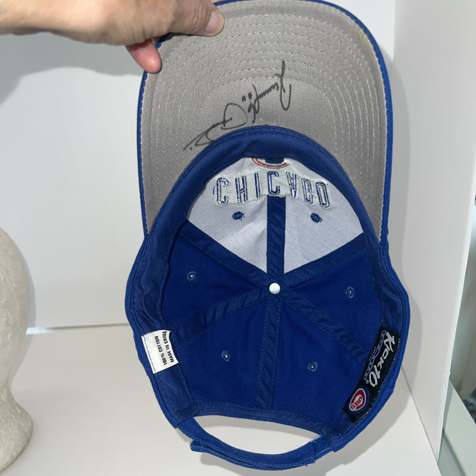 Chicago Cubs Signed Hat Cap Royal Blue w Red C Brushed Cotton Hook Loop Signed ?