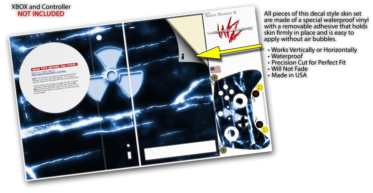 Skin Wrap for XBOX Series S Console Controller Radioactive Blue