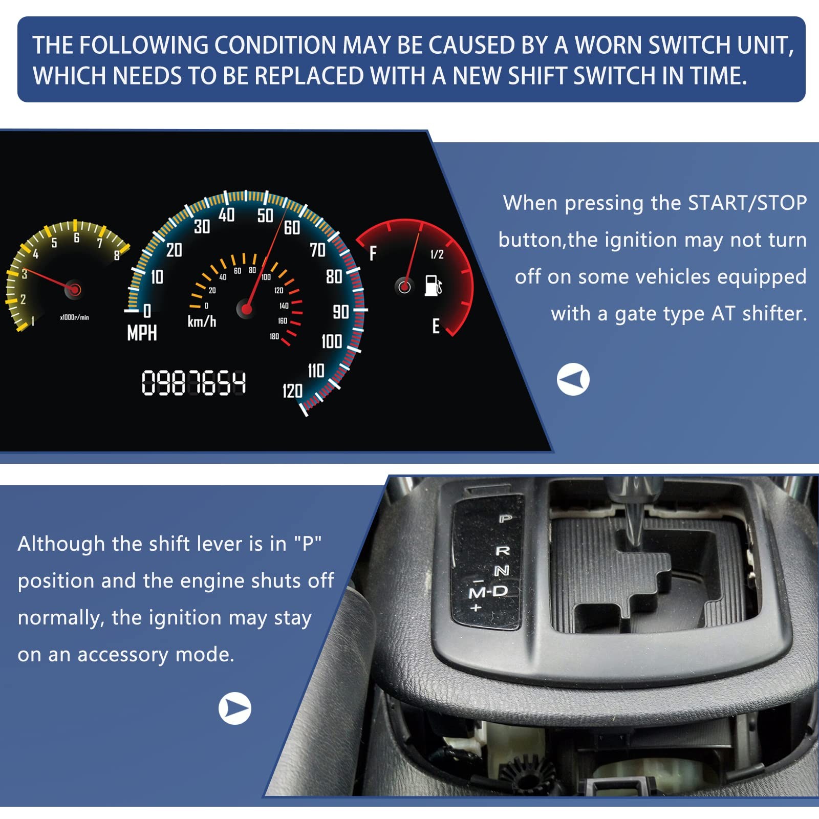 DICMIC at Shifter Switch with Screw Compatible 2013-2014 Mazda White