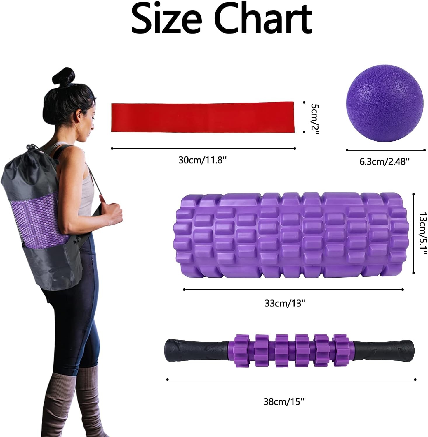 5 in 1 Foam Roller Set, Trigger Point Foam Roller Patented, Massage Roller Stick