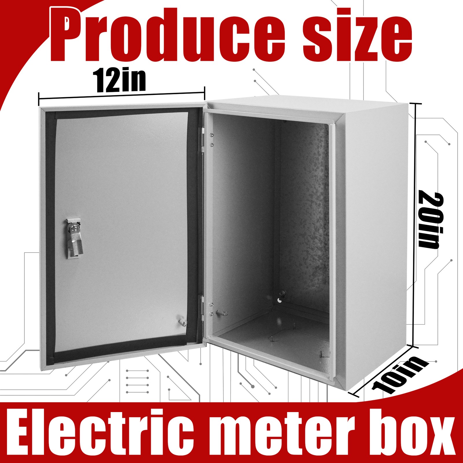 20 x 12 x 10'' Carbon Steel Electrical Enclosure IP65 Wall Mount Junction  Box