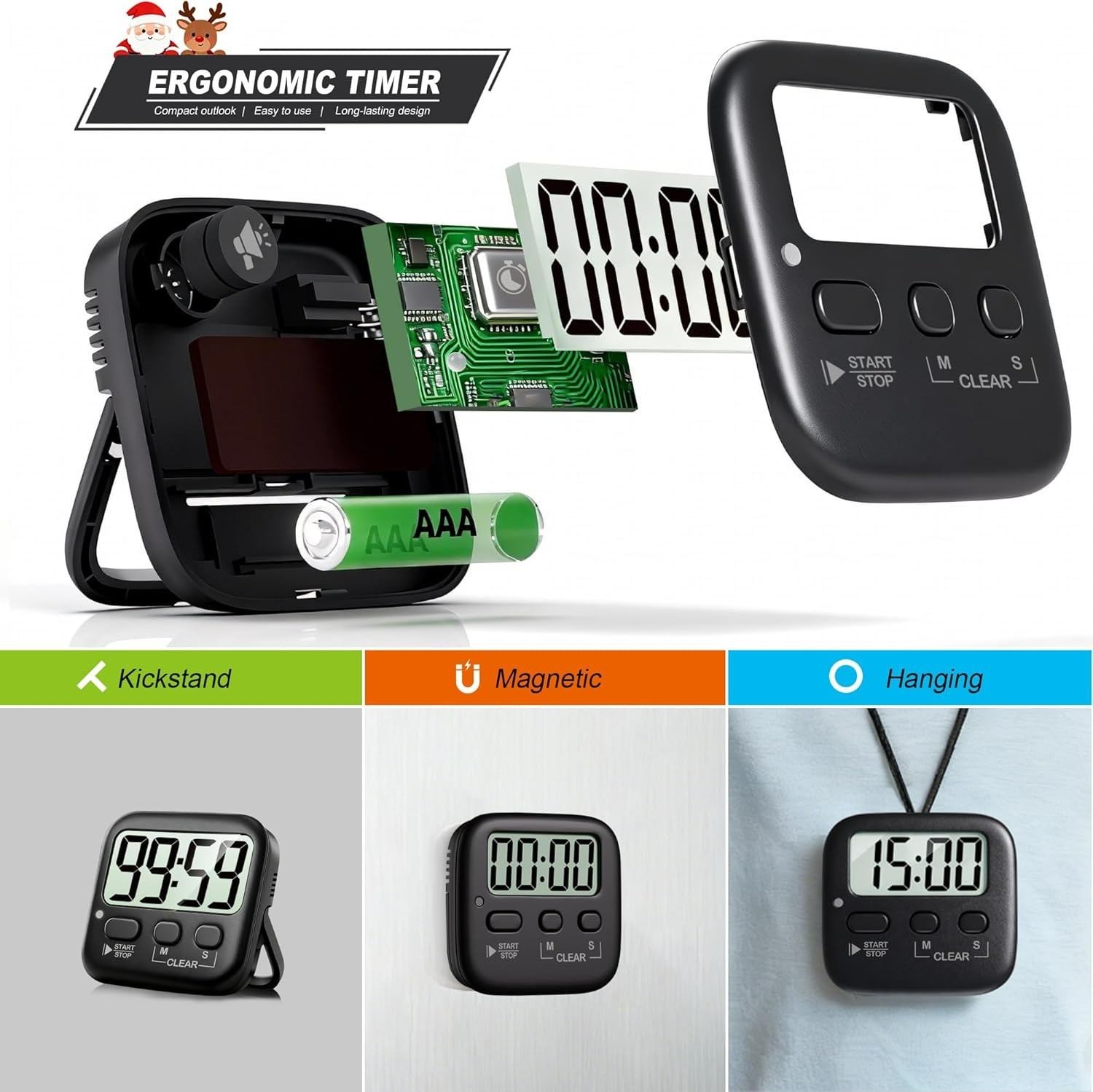 Versatile 2 Pack Countdown Timers - Perfect for Cooking, Study, and Exercise