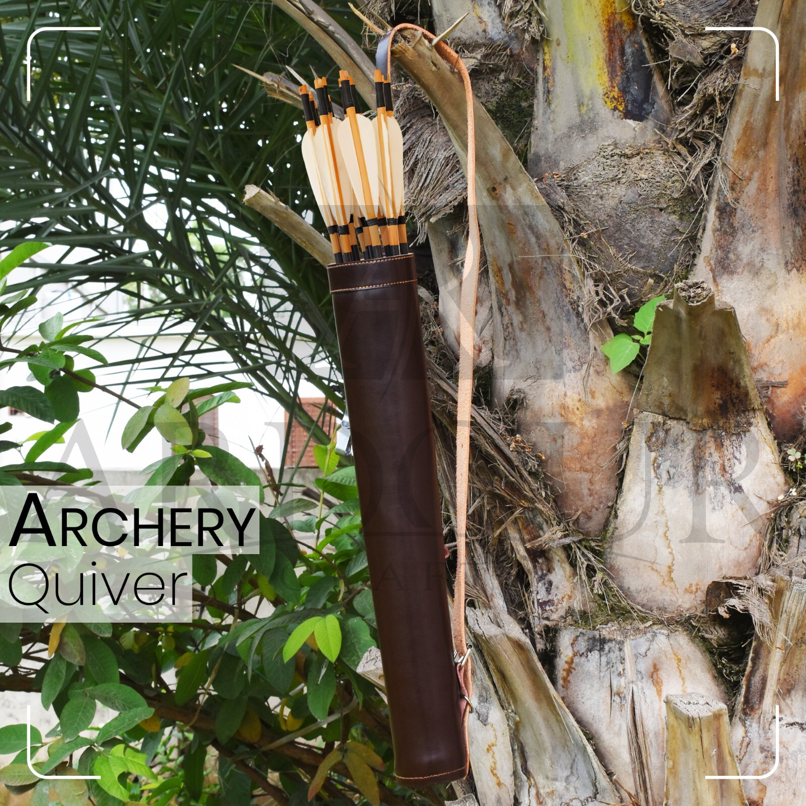 Handmade Genuine Leather Arrow Quiver | Traditional Back & Side Arrow Holder