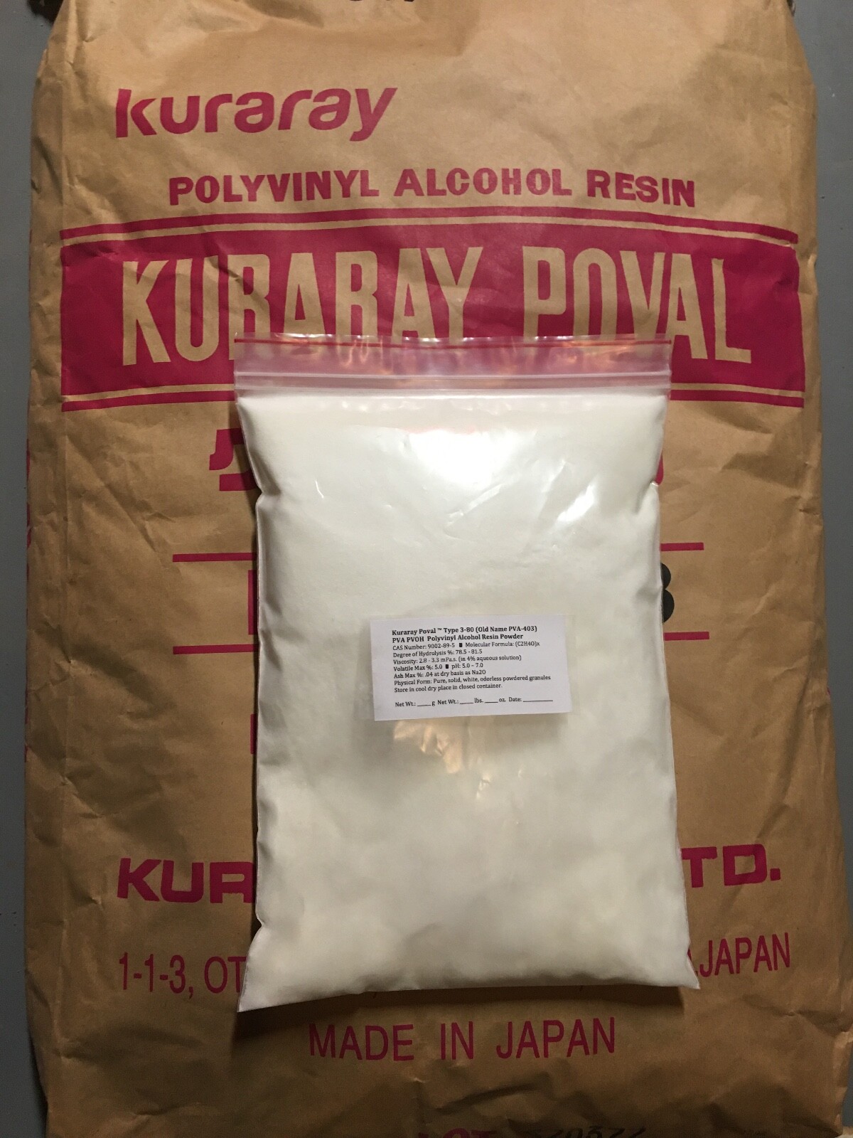 50g PVA Polyvinyl Alcohol PVOH Kuraray Poval 3 80 Granules 9002 89 5 Pure Grade