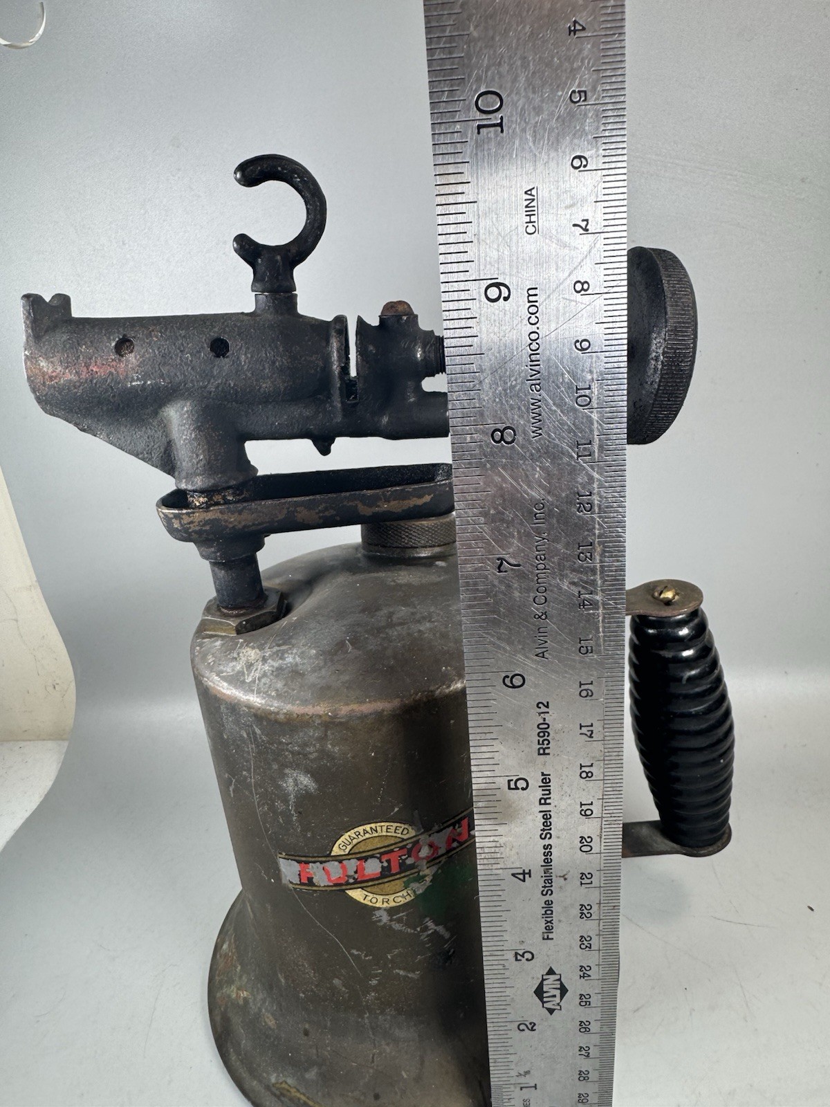 Vintage 1930s Fulton Torch Brass Blow Torch Bakelite Handle Untested
