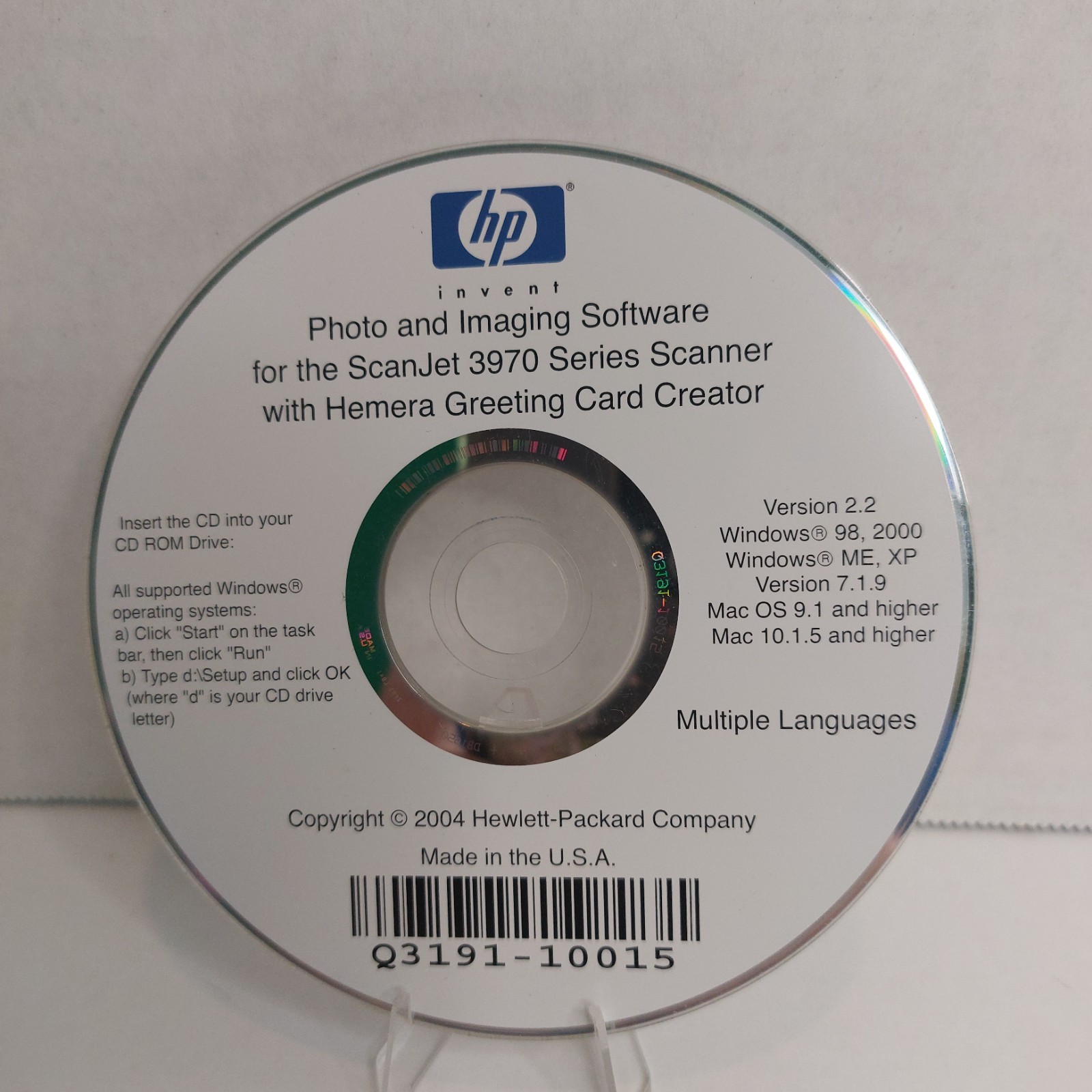 HP ScanJet 3970 Photo Imaging Software CD Hemera Greeting Card Creator