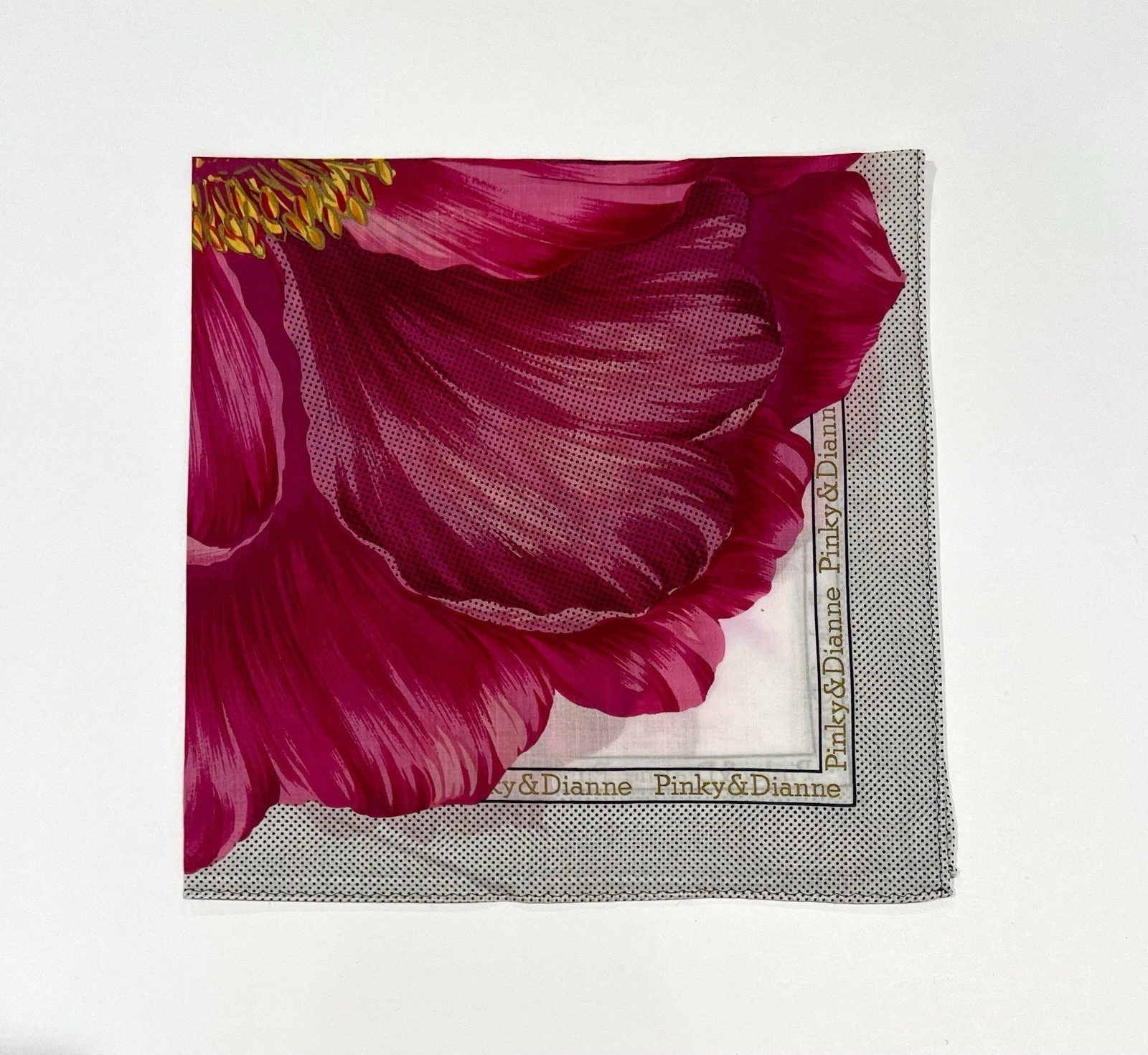 Handkerchief Vintage Women Pinky Mini Scarf Art Flower Pink Cotton Square 18”