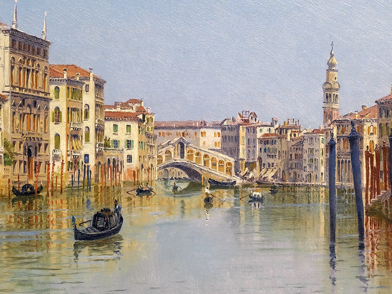 RIALTO BRIDGE VENICE by A. Brandeis boat Tile Mural Backsplash Marble Ceramic