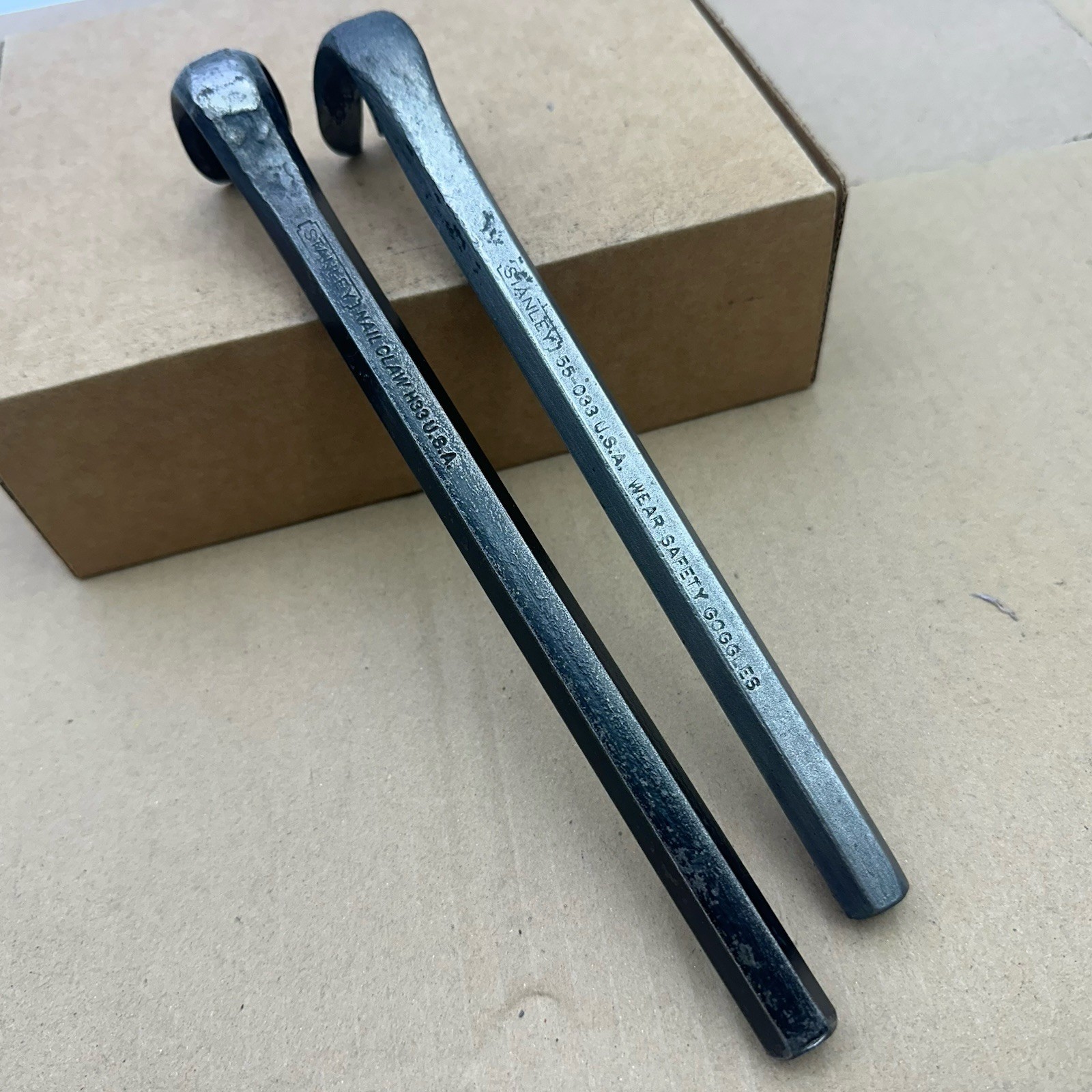 Lot Of 2 Vintage Stanley Cats Paw Nail Puller 55-033 H33 Made In USA 9”/10”
