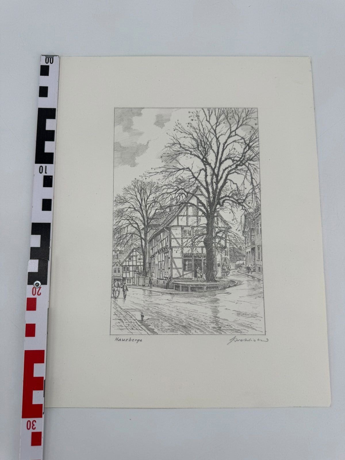 * HEINZ WEHLISCH DRAWING HOUSE MOUNTAINS VIEW SIGNED