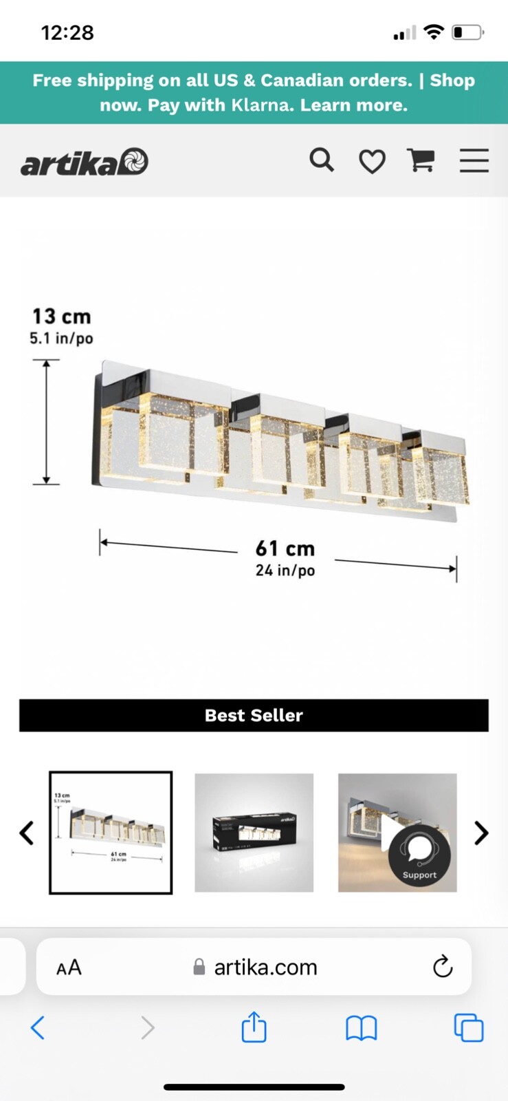 Artika Bubble Cube 4 23W LED Vanity Lighting - Chrome