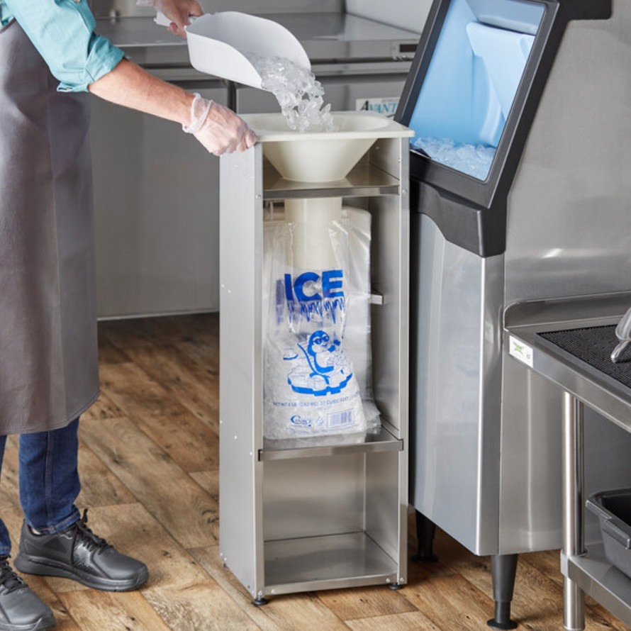 Commercial Ice Bagger 8 10 20 lb Cooler Bag Stainless Steel Bin Bagging Machine