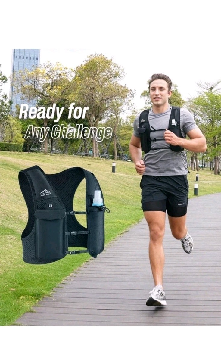 Zelvot Hydration Adjustable Hiking Running Vest No Flask Black Size Small