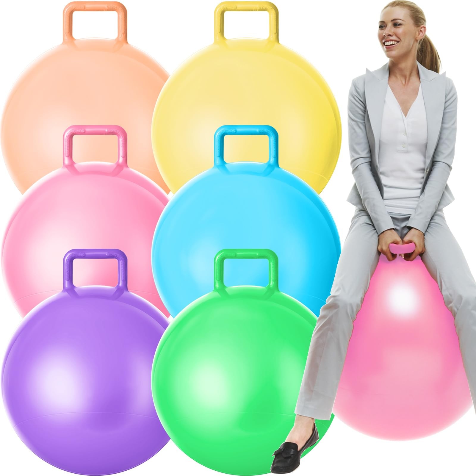 Lewtemi 6-Pack 29" Hopper Balls w/ Pump - Outdoor Carnival Games, All Ages