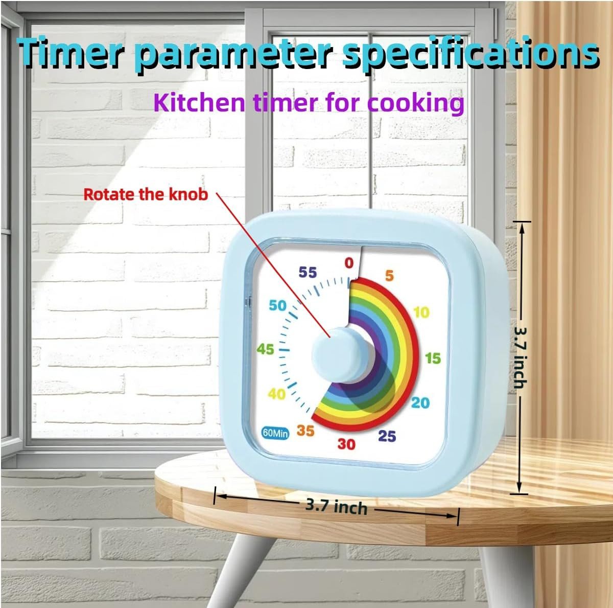 Kids Visual Timer Cute Rainbow - 60 Minute Countdown Timer Time Management for K