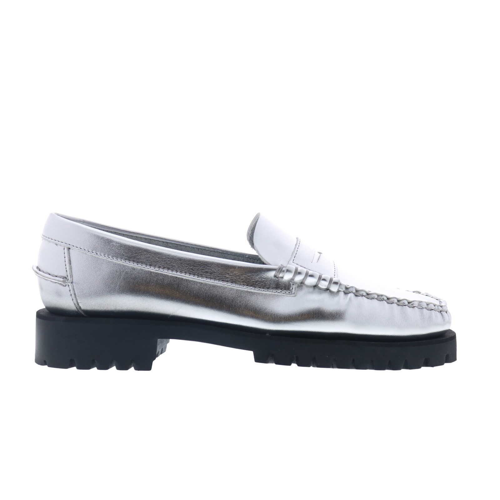 Sebago Dan Met Lug 761127W-988 Womens Silver Loafers & Slip Ons Penny Shoes