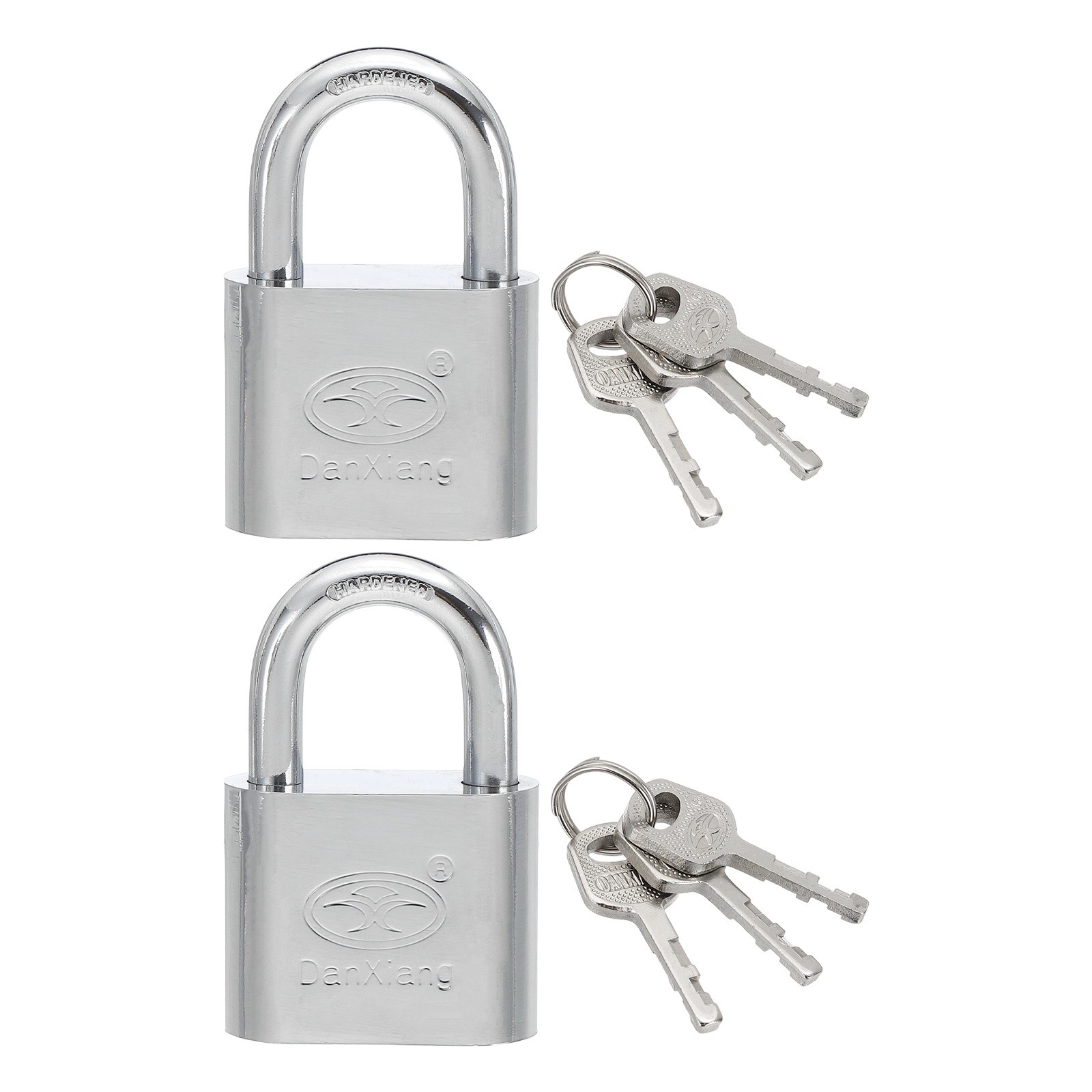 2Pcs Keyed Padlock 1.6" Wide Body Steel Pin Tumbler Padlocks with 3 Keys(60mm)