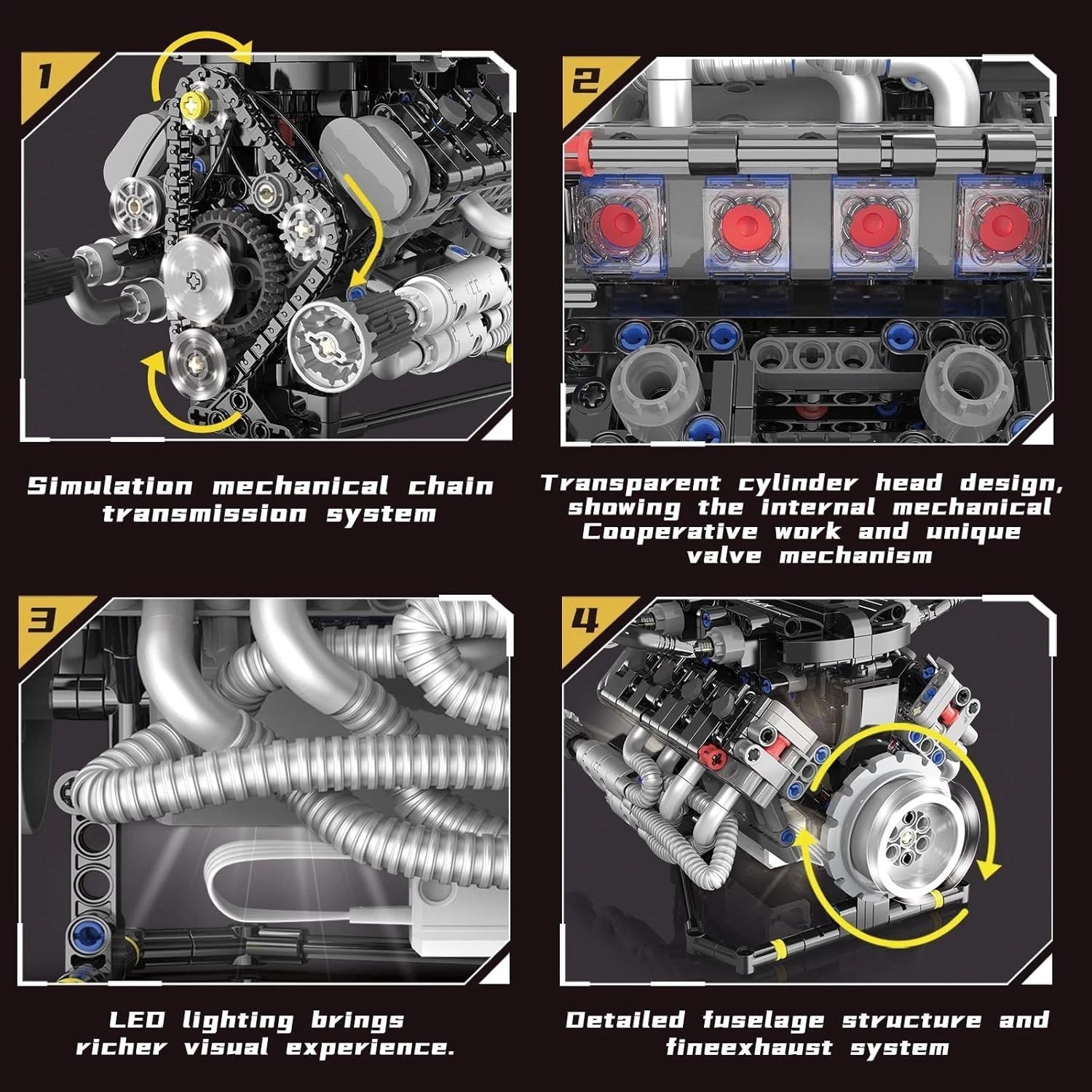 Collectible V8 Mini Engine Model Kit for Adults - Interactive STEM Building Set
