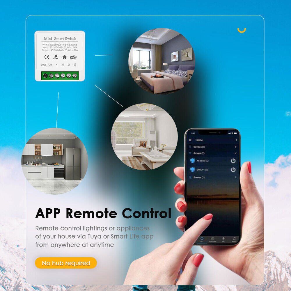 Tuya Zigbee WiFi Mini Smart Switch Module 16A DIY Wireless Relay Timer For Alexa