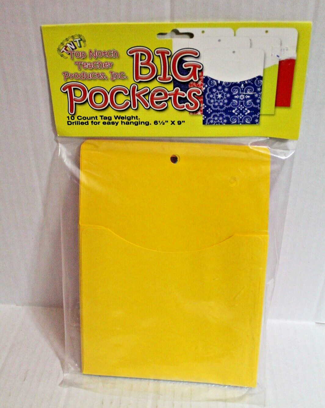 10-Count Big Pockets Teaching Supplies Multi-Color Tag Book Pocket Set 6.5" x 9"