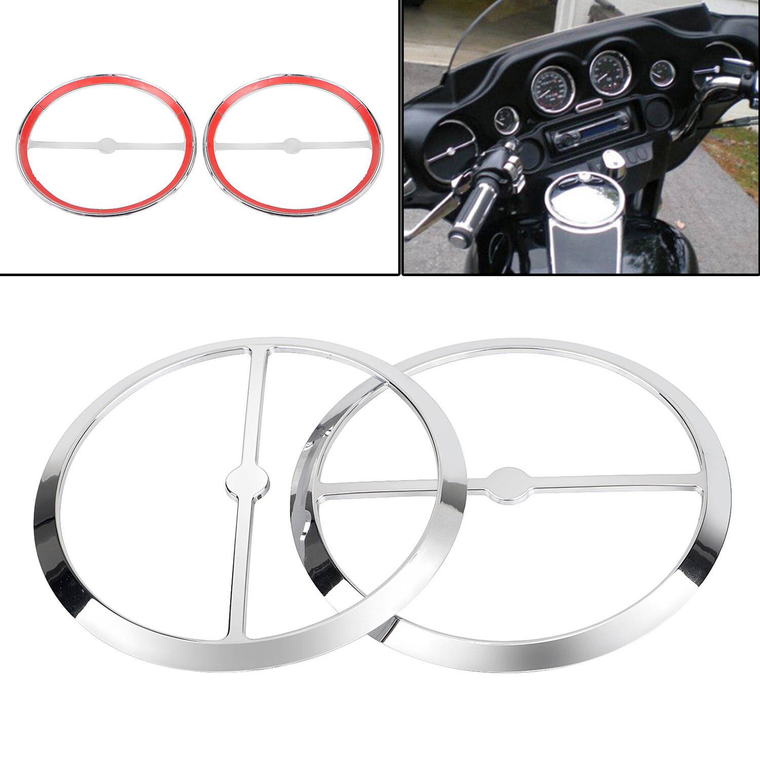 Chrome Speaker Trim Ring Covers Fit For Harley Electra Street Glide FLHX FLHTCU