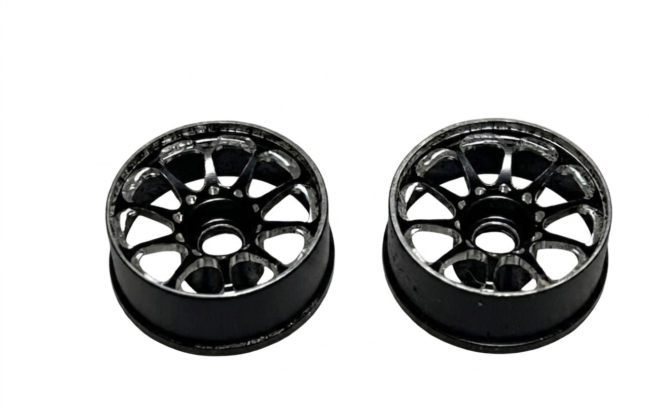 Rare R246 Kyosho Mini-Z RWD Aluminum Wheels Spoke Black/Silver Wide +1mm Offset