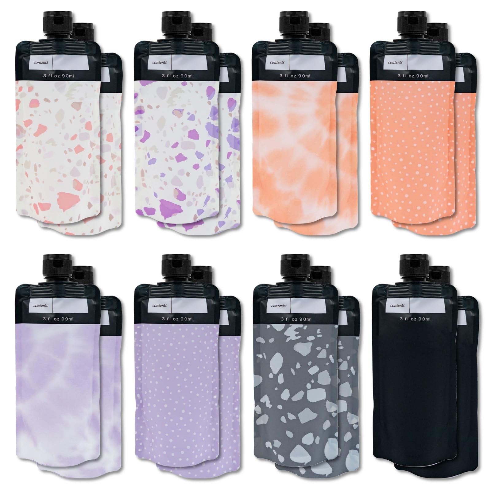 16 Pcs Travel Pouches for Toiletries, 3 Oz Refillable Liquid Travel Pouch Lea...