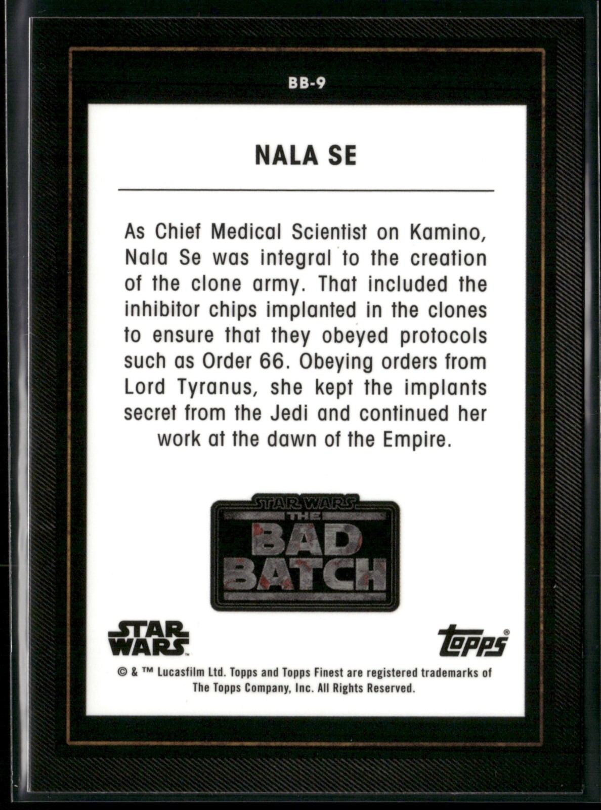 Star Wars Topps Finest 2022 Bad Batch Insert Refractor BB-9 Nala Se