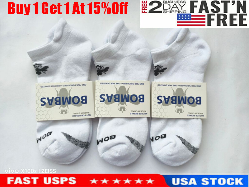 Bombas 3 pairs Women's Running Ankle socks - Size Medium 8-10.5 White