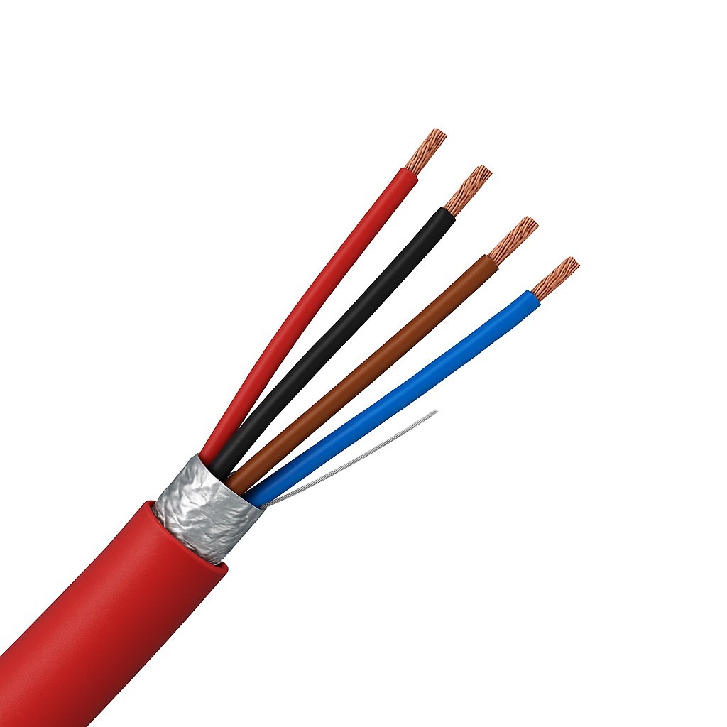 18/4 Fire Alarm Wire Cable 4 Conductor 18 AWG Shielded FPLP Plenum Red - 1000ft
