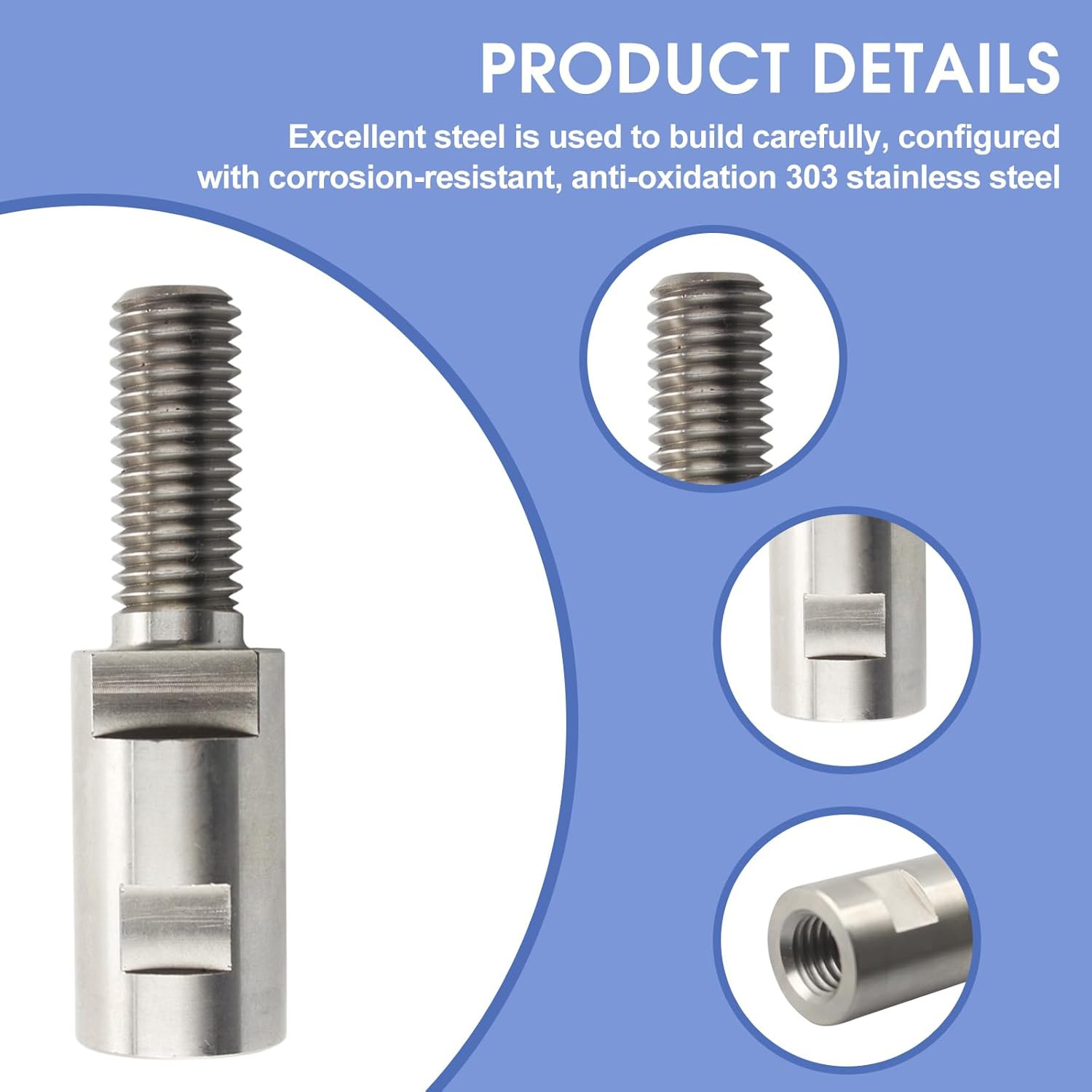 3-1/2" Stainless Angle Grinder Arbor Extension,1-1/2" Thread Length,For Angle Gr