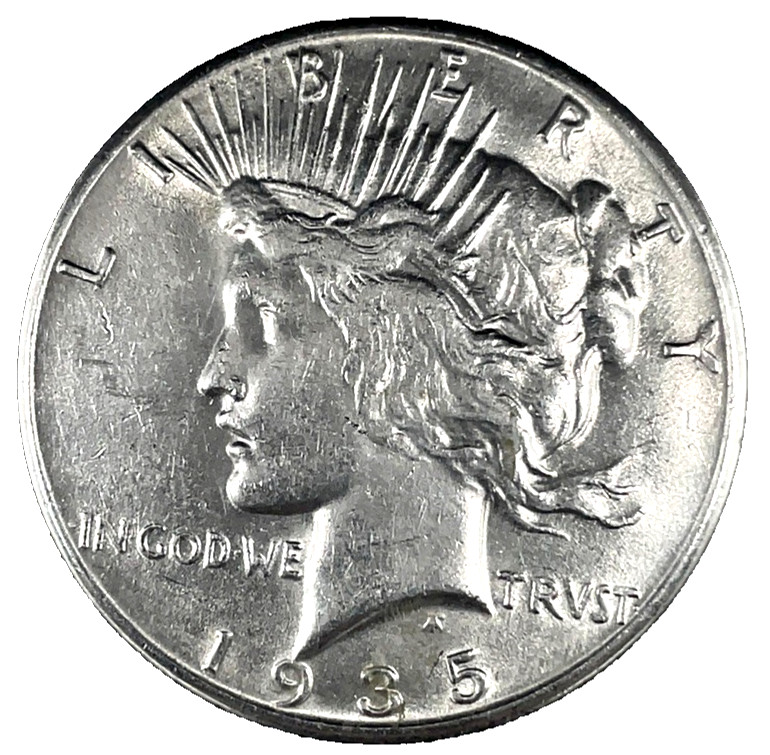 1935 Peace Dollar Uncirculated  90% Silver $1 US Coin # 555