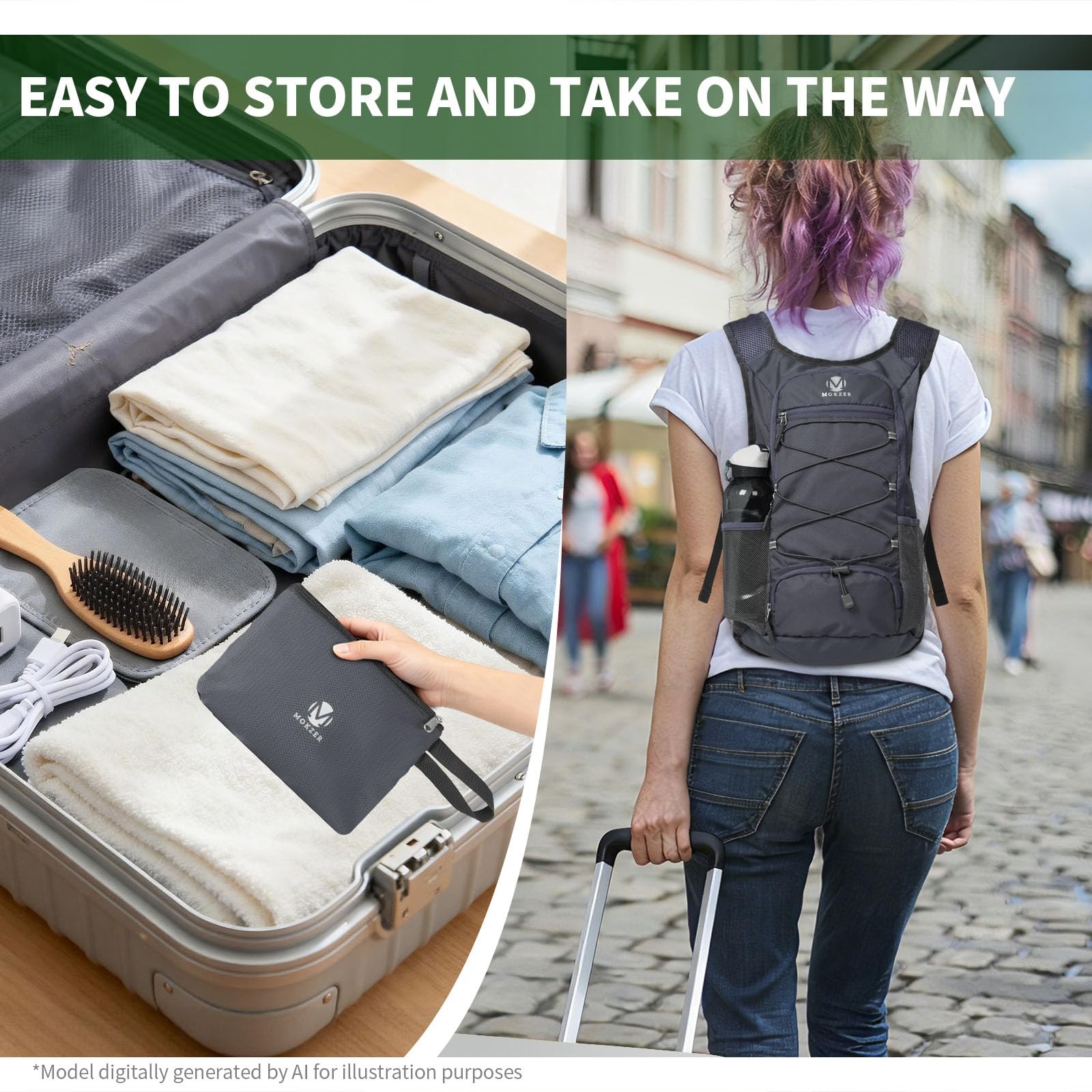15L Lightweight Foldable Backpack Water Resistant Packable Daypack for Travel...