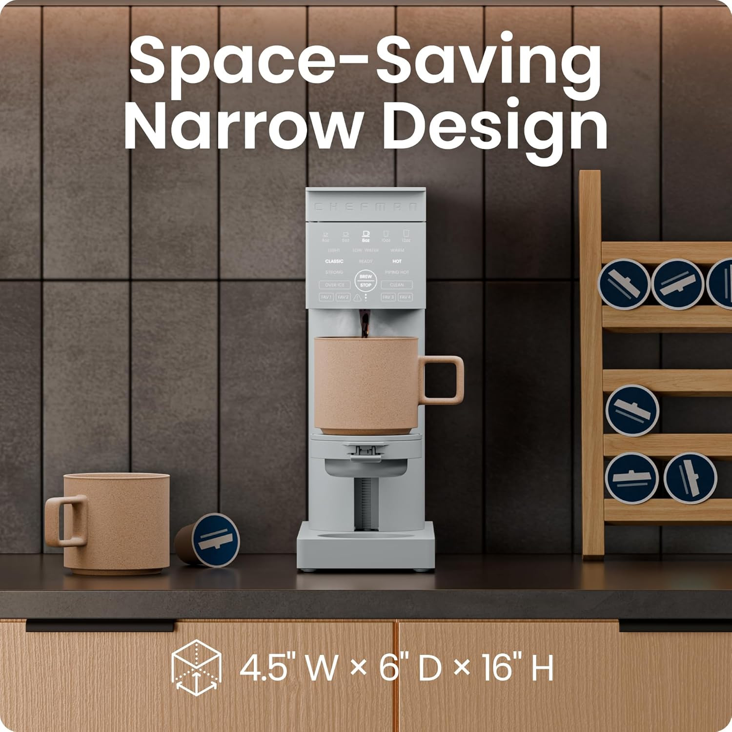 Caffeinator Single Serve Coffee Maker, Brew Kcups & Grounds, Drip Coffee Machine