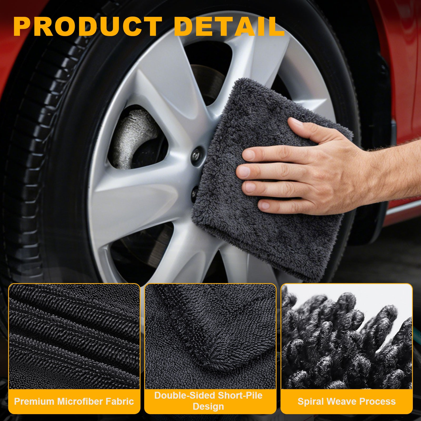 16x16" 2 Layer Grey (1300GSM) Car Towels