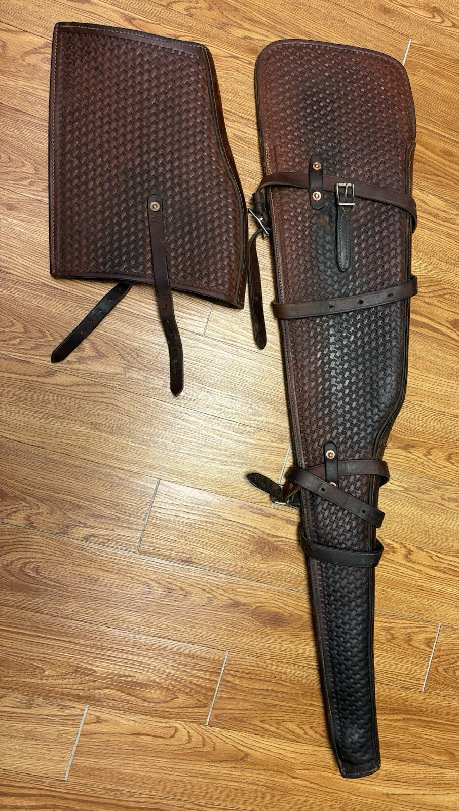 Vintage George Lawrence Rifle Scabbard Sheath 55 Waffle Pattern Leather Scoped
