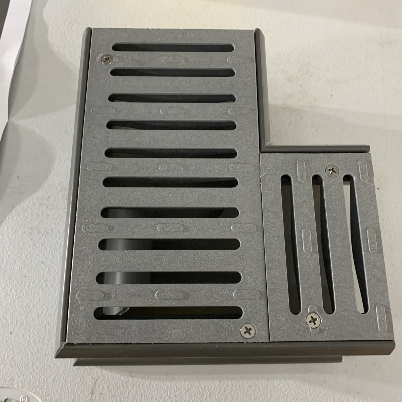 NDS Channel Drain 90 Degree Elbow and Grate, Gray Plastic, Model 2381