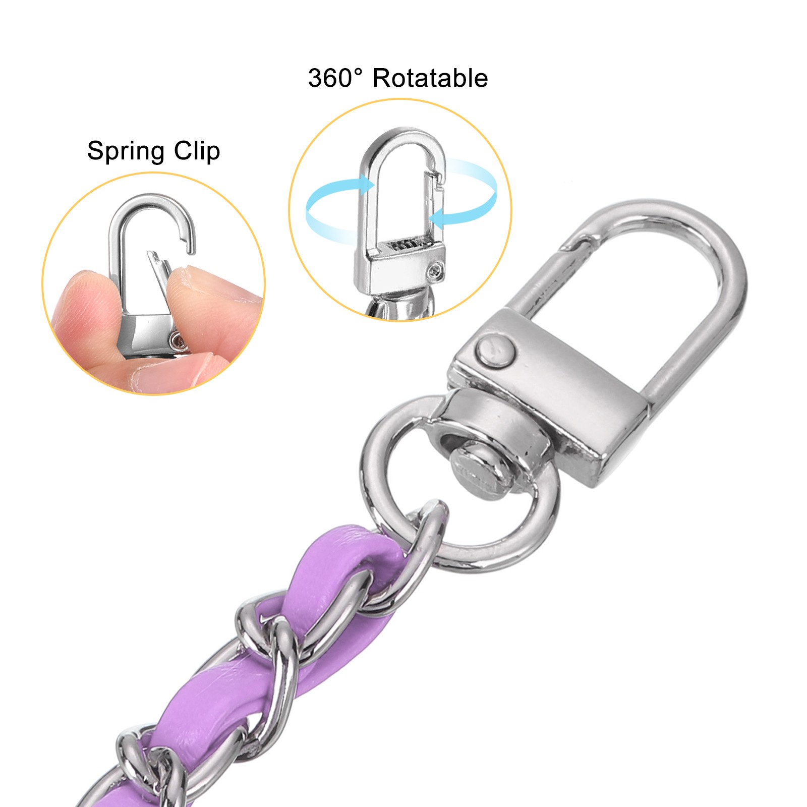 Purse Chain Strap, 53 Inch Adjustable Chains Strap Purple/Silver