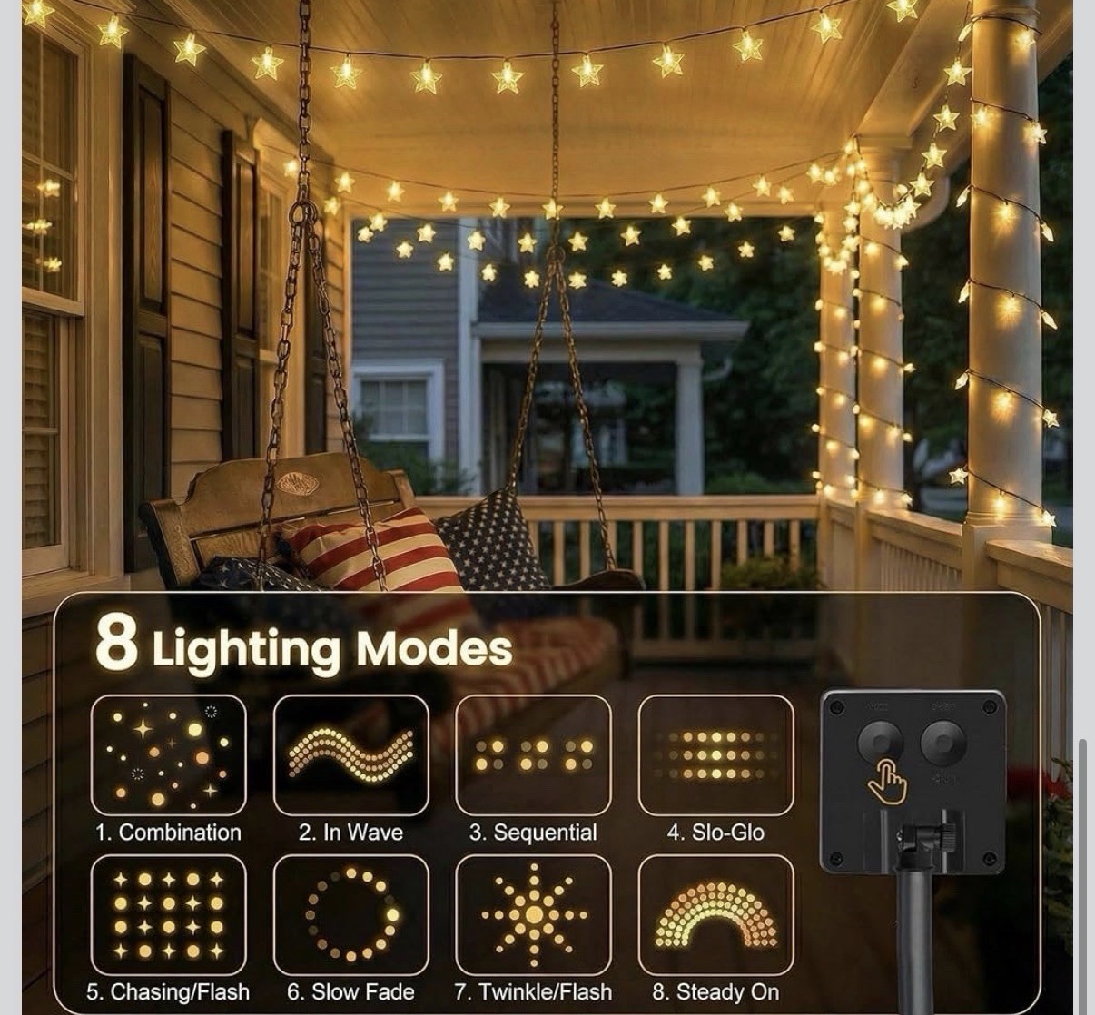 Twinkle Solar Star String Lights Outdoor Waterproof