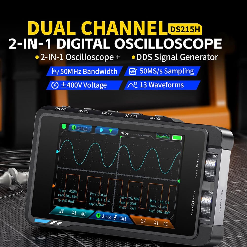 Digital Oscilloscope Multilingual Support with 3.5" Color Screen DS215H
