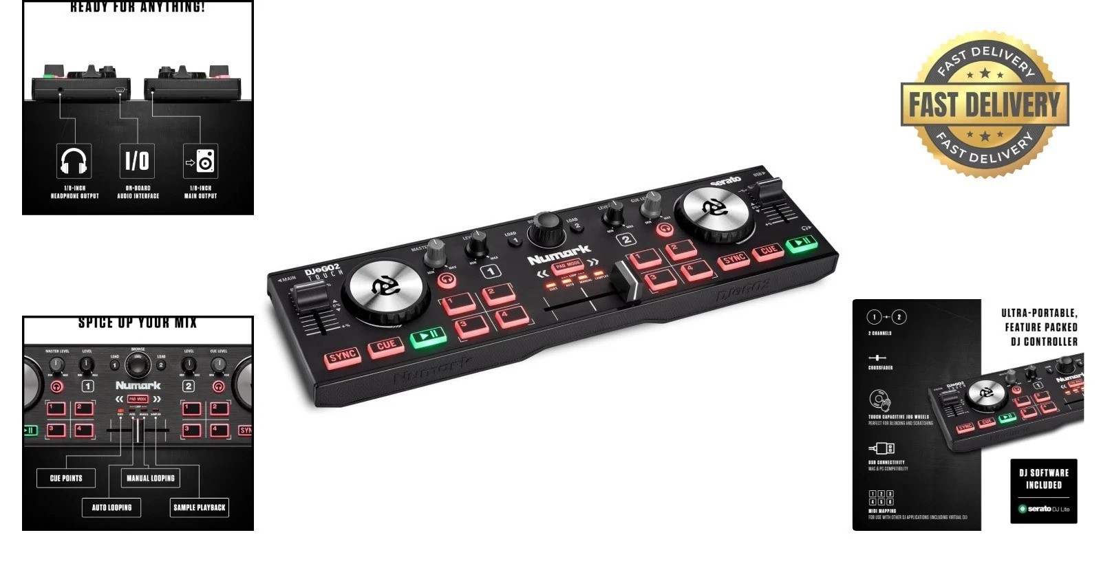 DJ2GO2 Touch - Portable DJ Controller with Access to Major Streaming Services