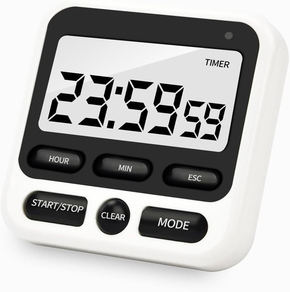 Digital Kitchen Timer with Mute/Loud Alarm Count Up/Down 24 Hour Clock