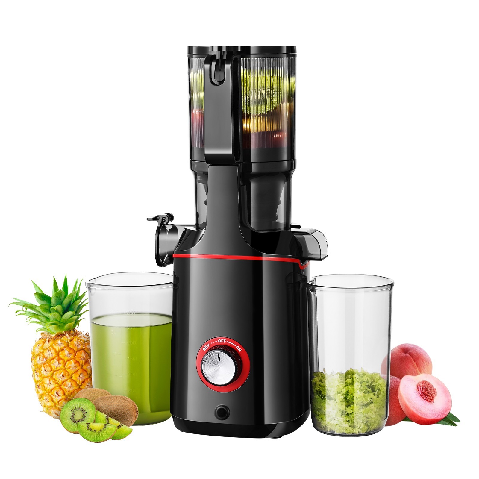 AMZCHEF Slow Juicer Machine, High Juicing Rate, Quiet Motor with Rever.
