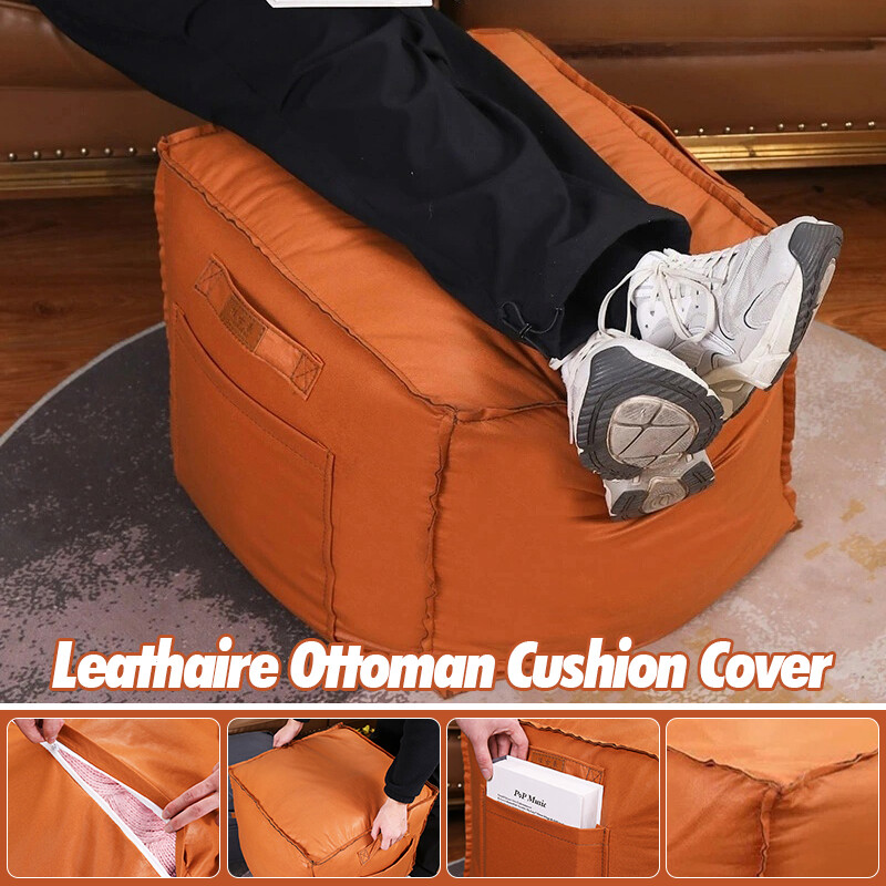 Square Leathaire Footstool Pouffe Pouf DIY Ottoman Home Storage Waterproof